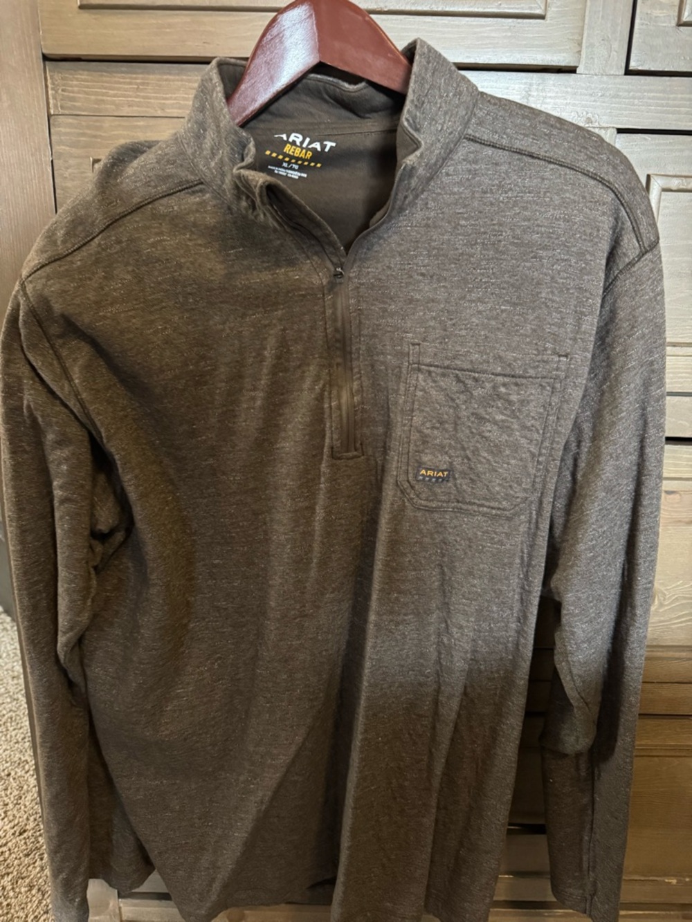 Ariat Rebar Men's Quarter-Zip Work Pullover - Wren Heather size XL